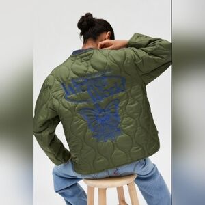 BNWT Obey Wicked World Quilted Liner Jacket Embroidered Green L Utility Rocky